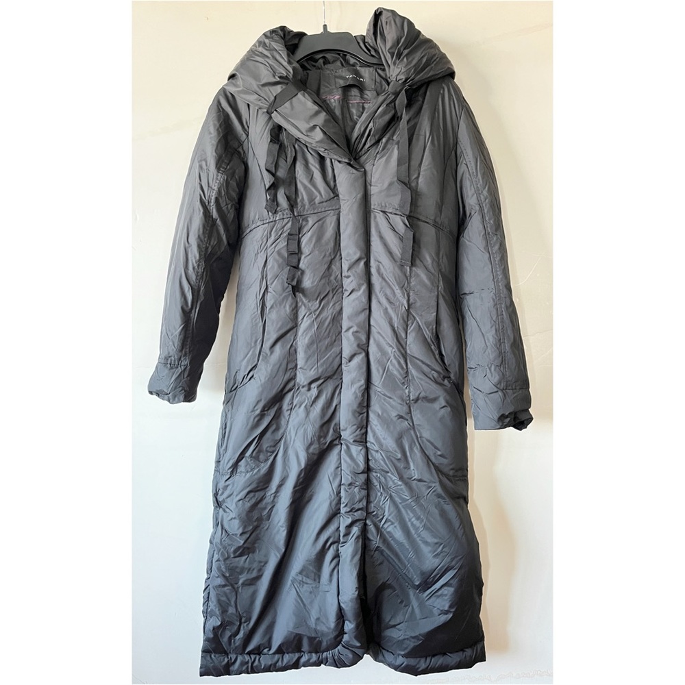 Tahari Black Long Puffer Down Jacket Small